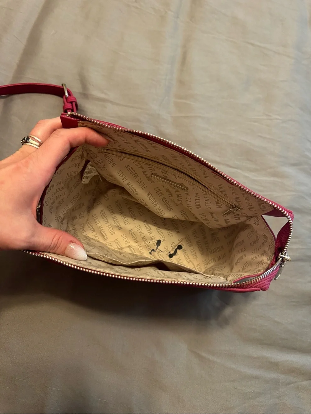 Steve Madden Hot Pink Chain-Trim Crossbody Bag